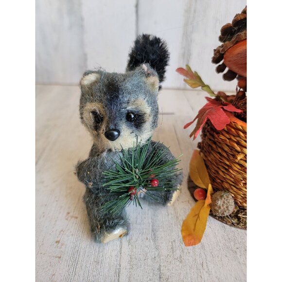 Bristle brush bottle raccoon acorn squirrel forest friends fall‎ home decor set - Picture 2 of 8
